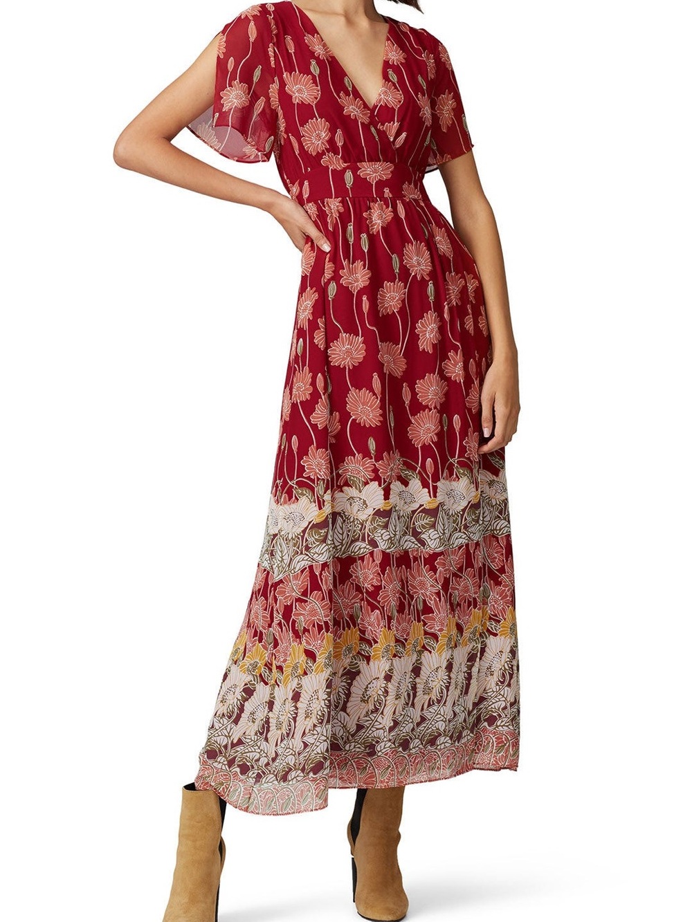 Madewell Tulip-Sleeve Maxi Dress in Tall Sunflowers | Size 2